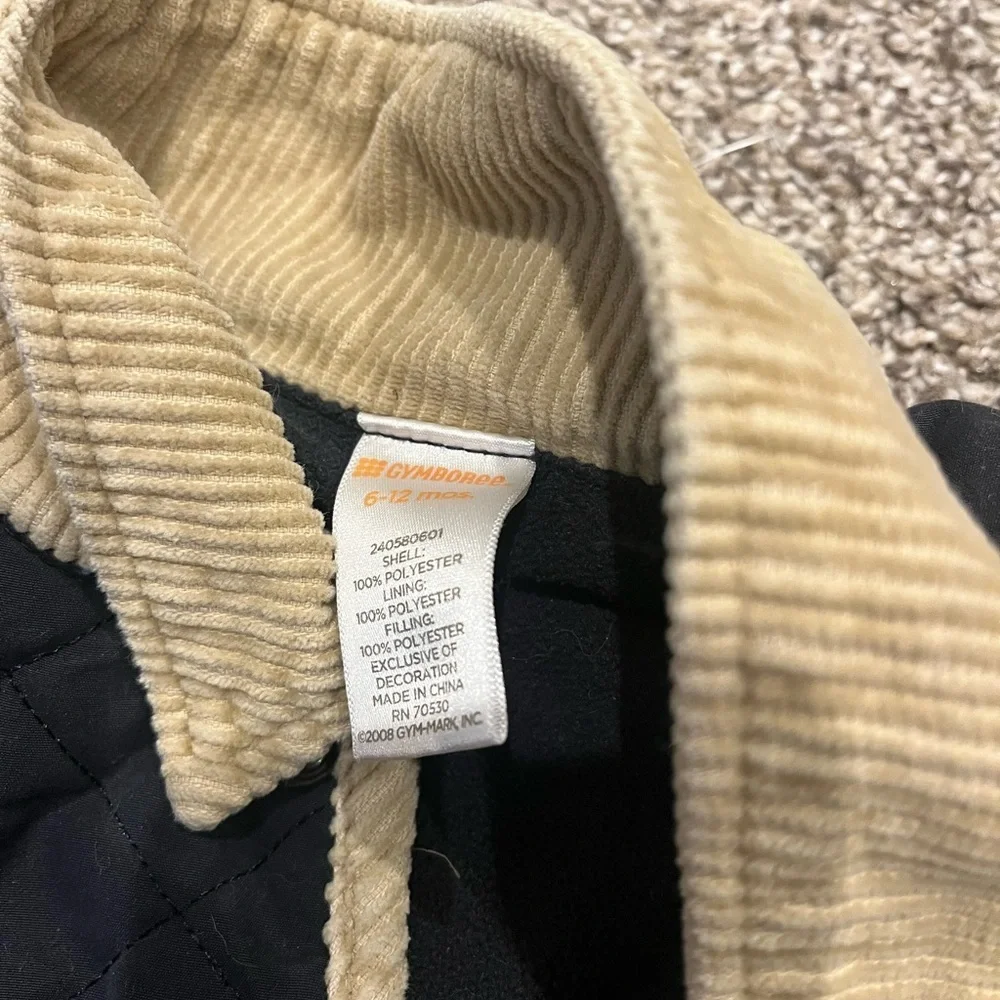 Y2K Gymboree (6-12M) Infant Baby Quilted Jacket Cotton Brown Snaps Lined Collar
